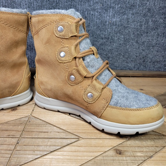 Sorel Explorer Joan Women's 7 Felt Boots Tan Gray Suede Waterproof NL3423-224 - Picture 6 of 13